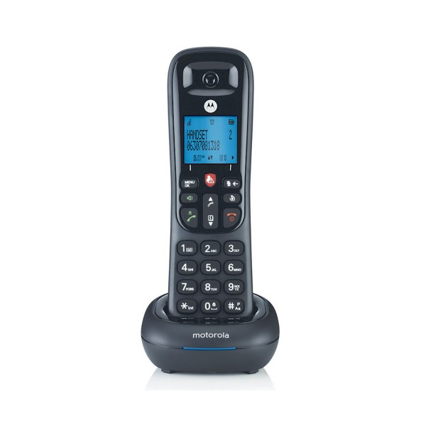 Motorola cd4001 negro teléfono fijo inalámbrico con pantalla y teclado retroiluminado