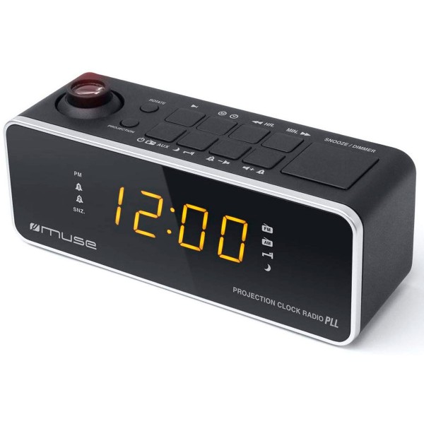 Muse m-188 p negro radio analógica sobremesa fm/am snooze con proyector de hora